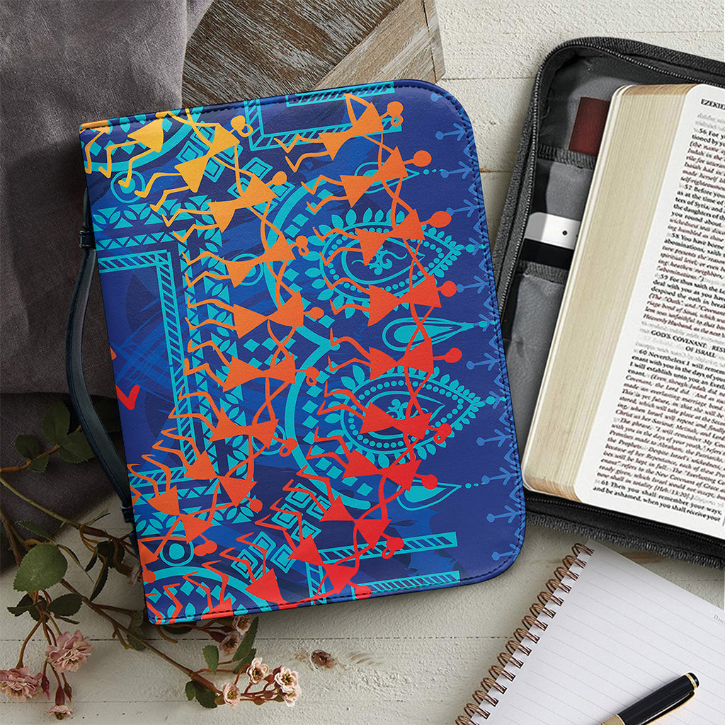 Ancient Indian Warli Tribal Print Leather Bible Cover