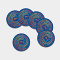 Ancient Indian Warli Tribal Print Leather Coaster Set