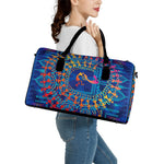 Ancient Indian Warli Tribal Print Leather Duffle Bag