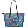 Ancient Indian Warli Tribal Print Leather Tote Bag With Zipper