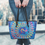Ancient Indian Warli Tribal Print Leather Tote Bag