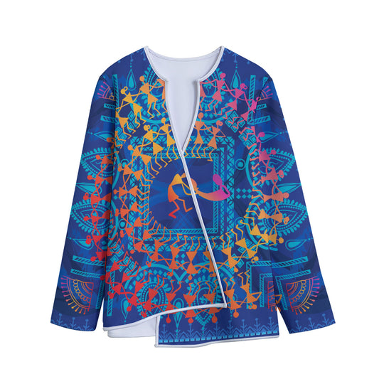 Ancient Indian Warli Tribal Print Long Sleeve Short Coat