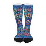 Ancient Indian Warli Tribal Print Long Socks