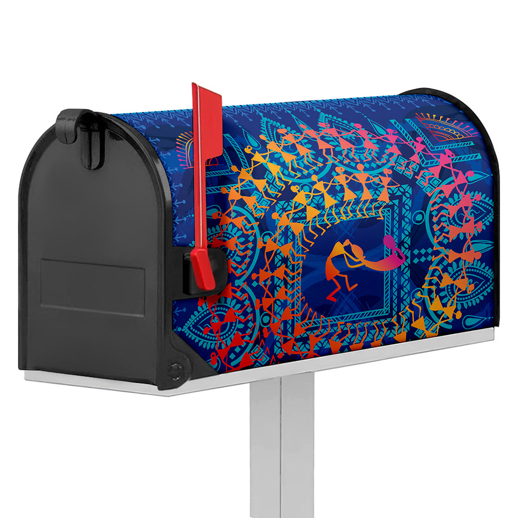 Ancient Indian Warli Tribal Print Mailbox Cover