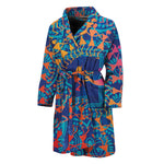 Ancient Indian Warli Tribal Print Men's Bathrobe
