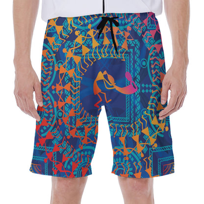 Ancient Indian Warli Tribal Print Men's Beach Shorts