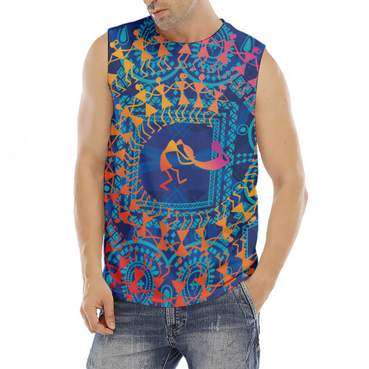 Ancient Indian Warli Tribal Print Men's Fitness Tank Top