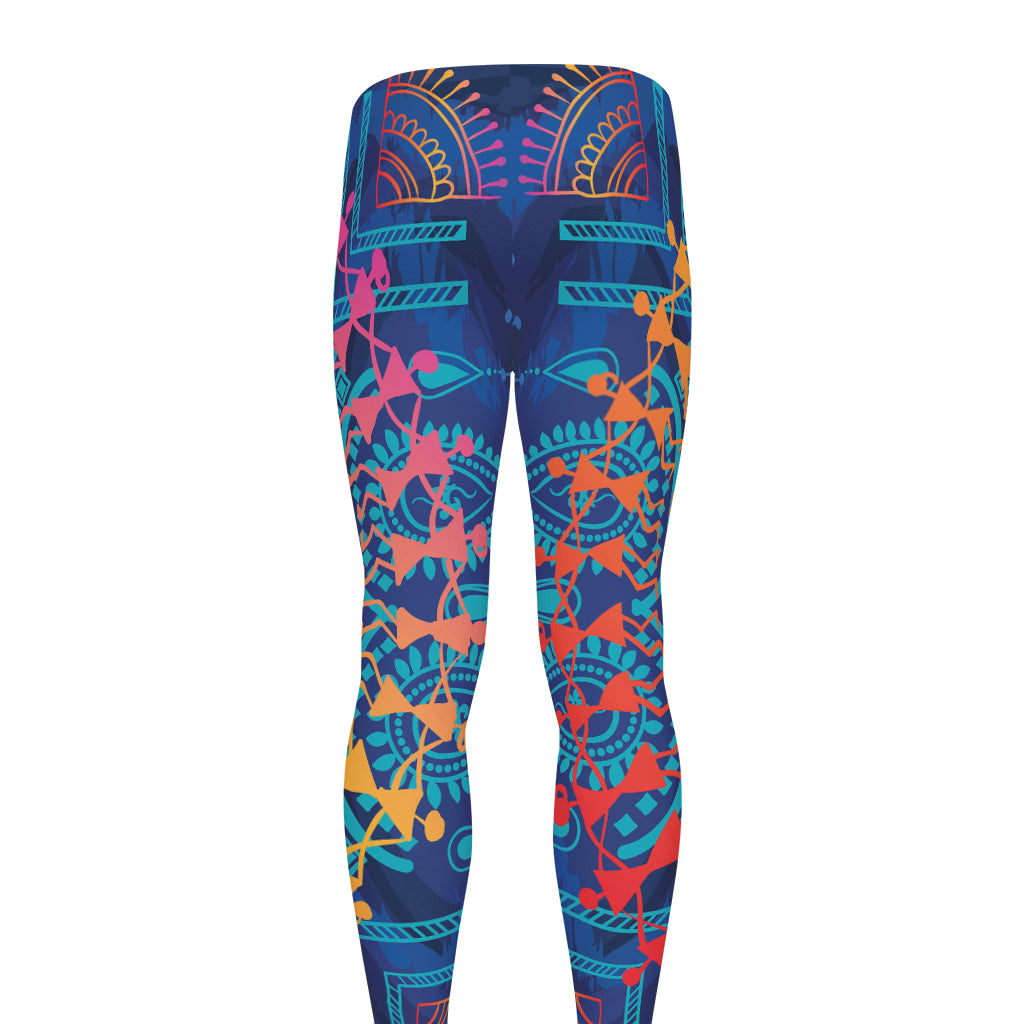 Ancient Indian Warli Tribal Print Men's leggings