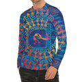 Ancient Indian Warli Tribal Print Men's Long Sleeve Rash Guard