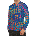 Ancient Indian Warli Tribal Print Men's Long Sleeve Rash Guard