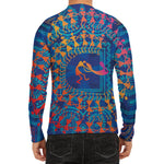 Ancient Indian Warli Tribal Print Men's Long Sleeve Rash Guard