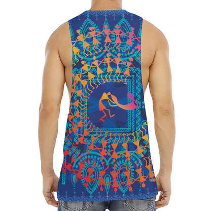 Ancient Indian Warli Tribal Print Men's Muscle Tank Top