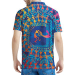Ancient Indian Warli Tribal Print Men's Polo Shirt