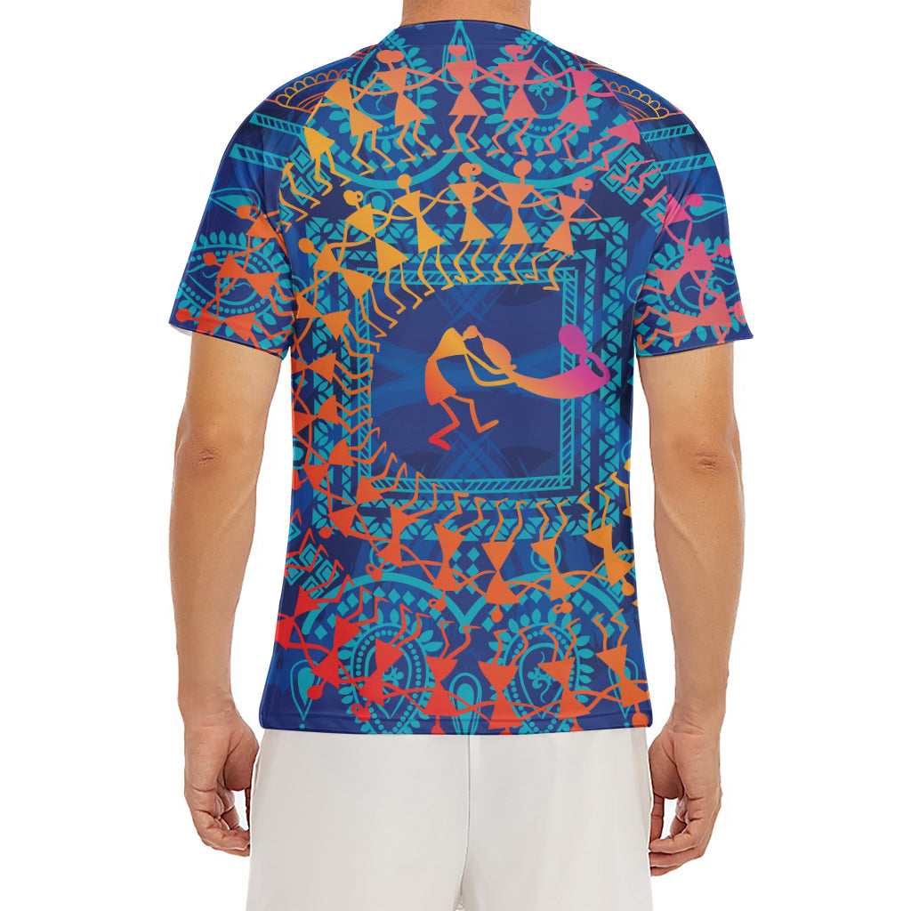 Ancient Indian Warli Tribal Print Men's Short Sleeve Rash Guard