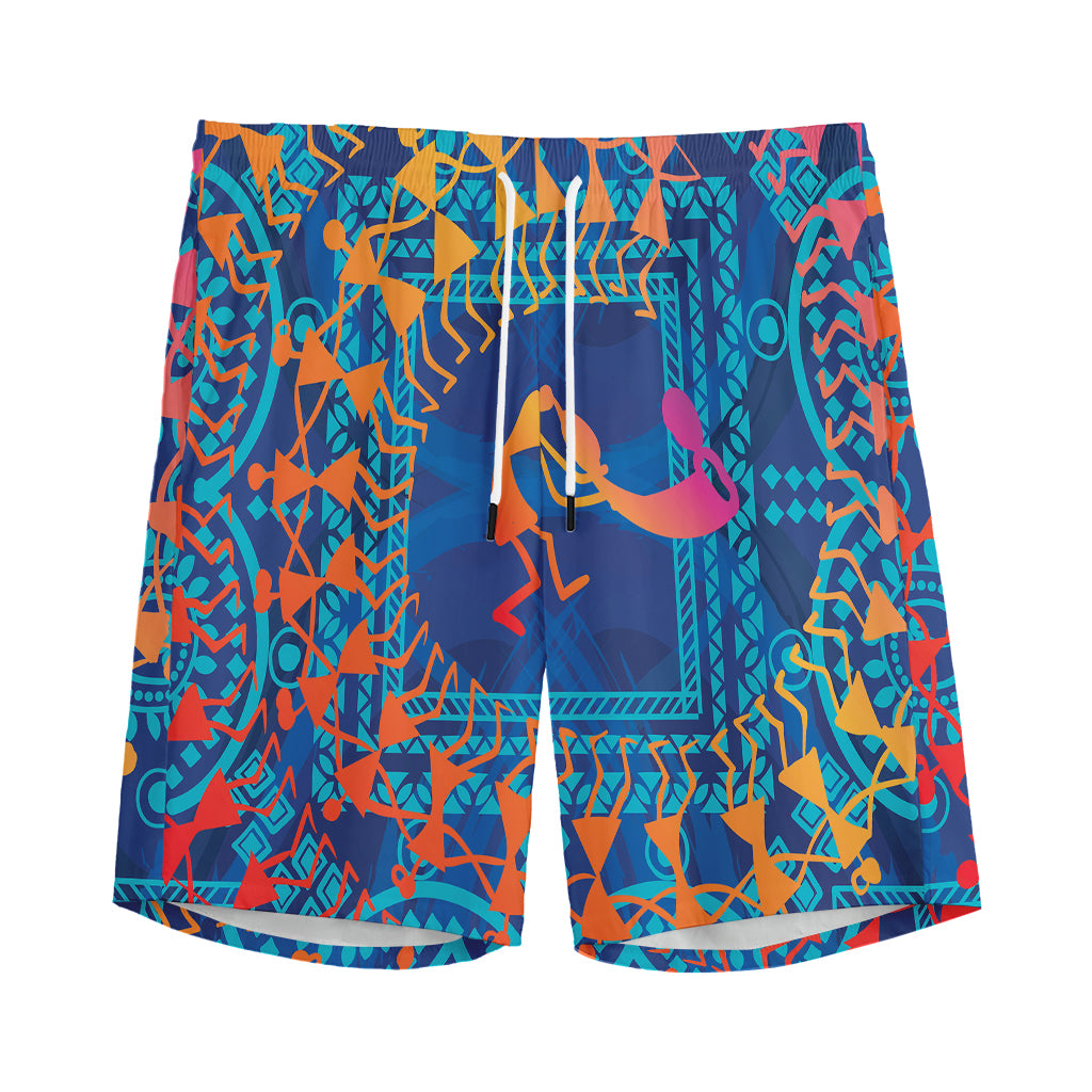 Ancient Indian Warli Tribal Print Men's Sports Shorts