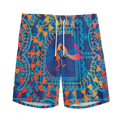 Ancient Indian Warli Tribal Print Men's Sports Shorts