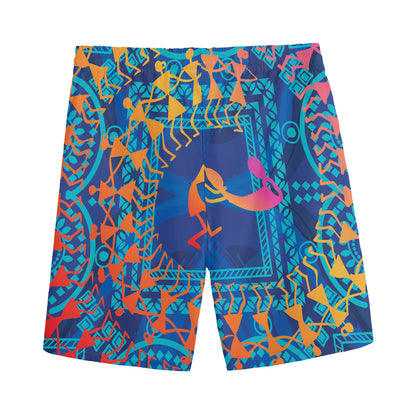 Ancient Indian Warli Tribal Print Men's Sports Shorts