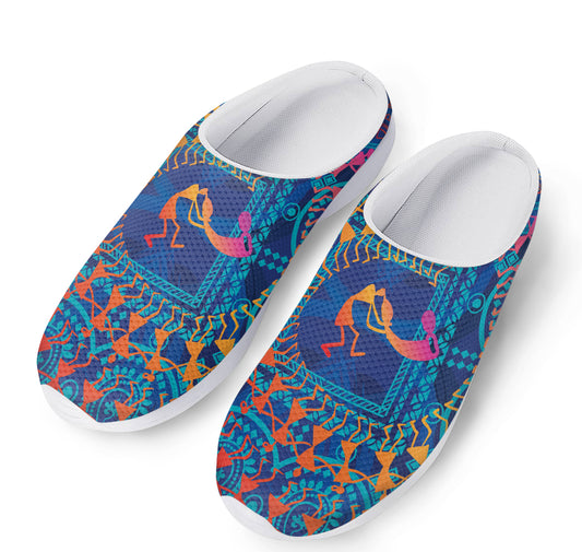 Ancient Indian Warli Tribal Print Mesh Casual Shoes