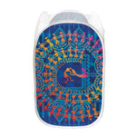 Ancient Indian Warli Tribal Print Mesh Laundry Hamper