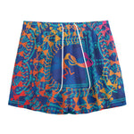 Ancient Indian Warli Tribal Print Mesh Shorts