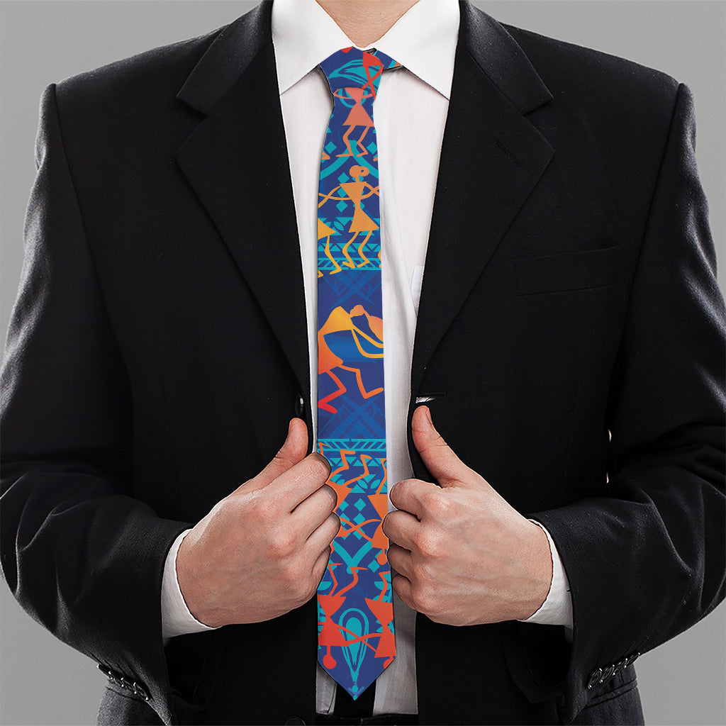 Ancient Indian Warli Tribal Print Necktie