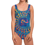 Ancient Indian Warli Tribal Print One Piece Swimsuit