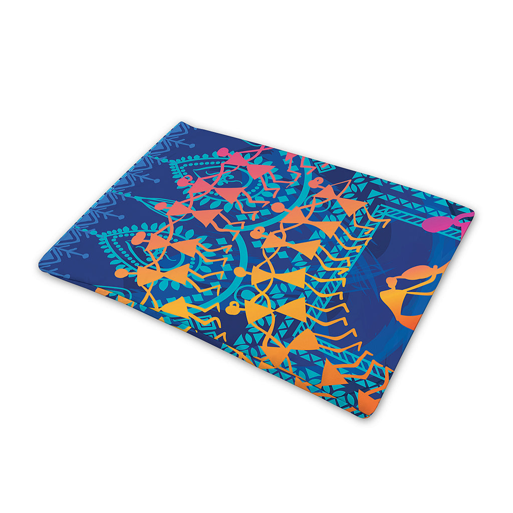 Ancient Indian Warli Tribal Print Pet Cooling Mat Cover