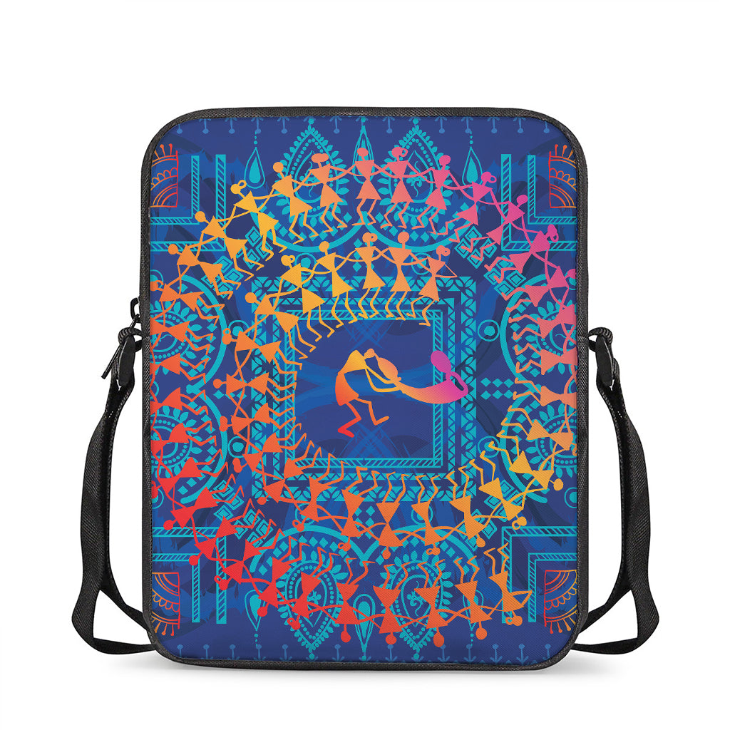 Ancient Indian Warli Tribal Print Rectangular Crossbody Bag