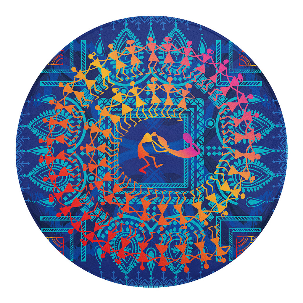 Ancient Indian Warli Tribal Print Round Blanket
