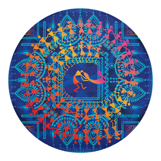 Ancient Indian Warli Tribal Print Round Blanket