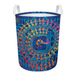Ancient Indian Warli Tribal Print Round Laundry Basket