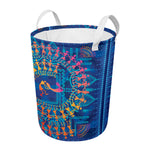 Ancient Indian Warli Tribal Print Round Laundry Basket