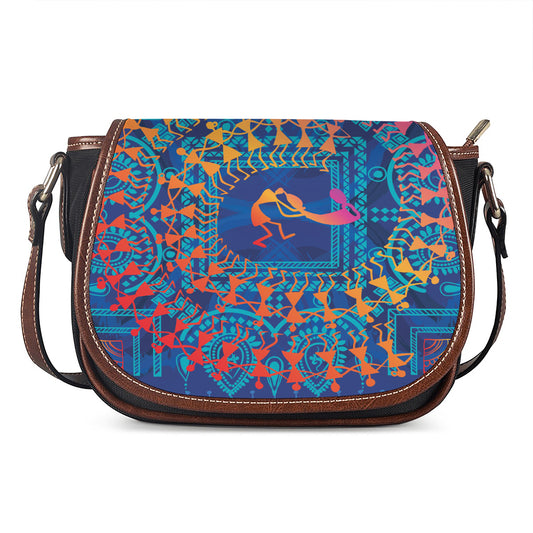 Ancient Indian Warli Tribal Print Saddle Bag