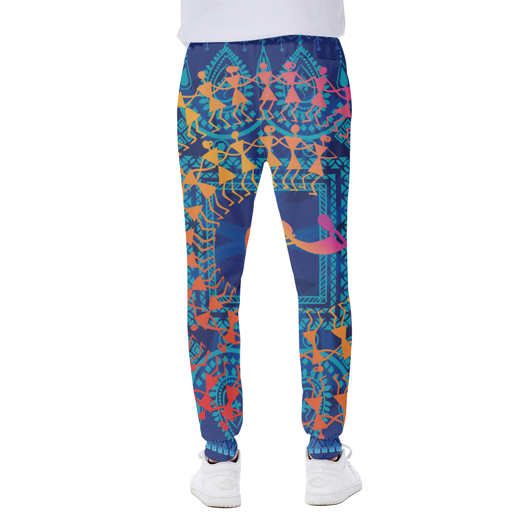 Ancient Indian Warli Tribal Print Scuba Joggers