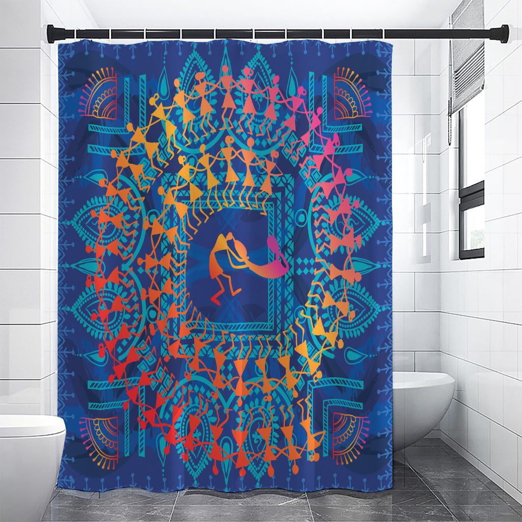 Ancient Indian Warli Tribal Print Shower Curtain