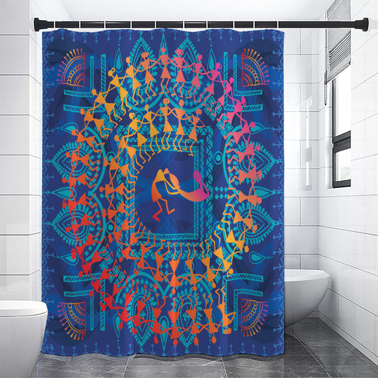 Ancient Indian Warli Tribal Print Shower Curtain