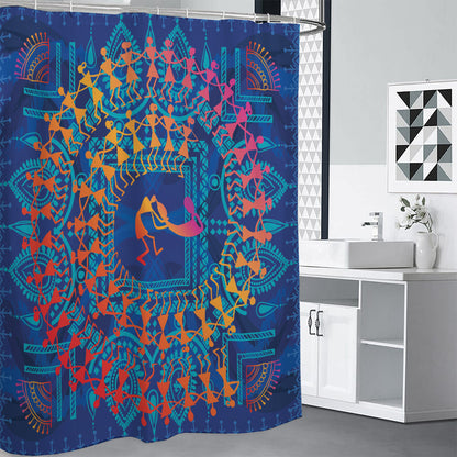 Ancient Indian Warli Tribal Print Shower Curtain