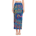 Ancient Indian Warli Tribal Print Side Slit Maxi Skirt