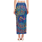 Ancient Indian Warli Tribal Print Side Slit Maxi Skirt