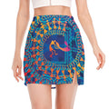 Ancient Indian Warli Tribal Print Side Slit Mini Skirt