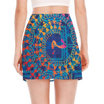 Ancient Indian Warli Tribal Print Side Slit Mini Skirt