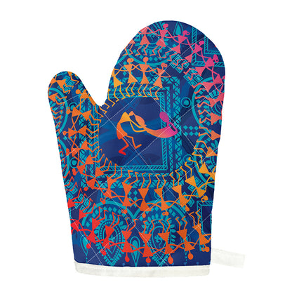 Ancient Indian Warli Tribal Print Single Oven Mitt