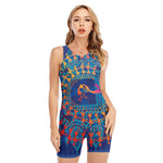 Ancient Indian Warli Tribal Print Sleeveless One Piece Swimsuit