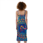 Ancient Indian Warli Tribal Print Slim Fit Midi Cami Dress