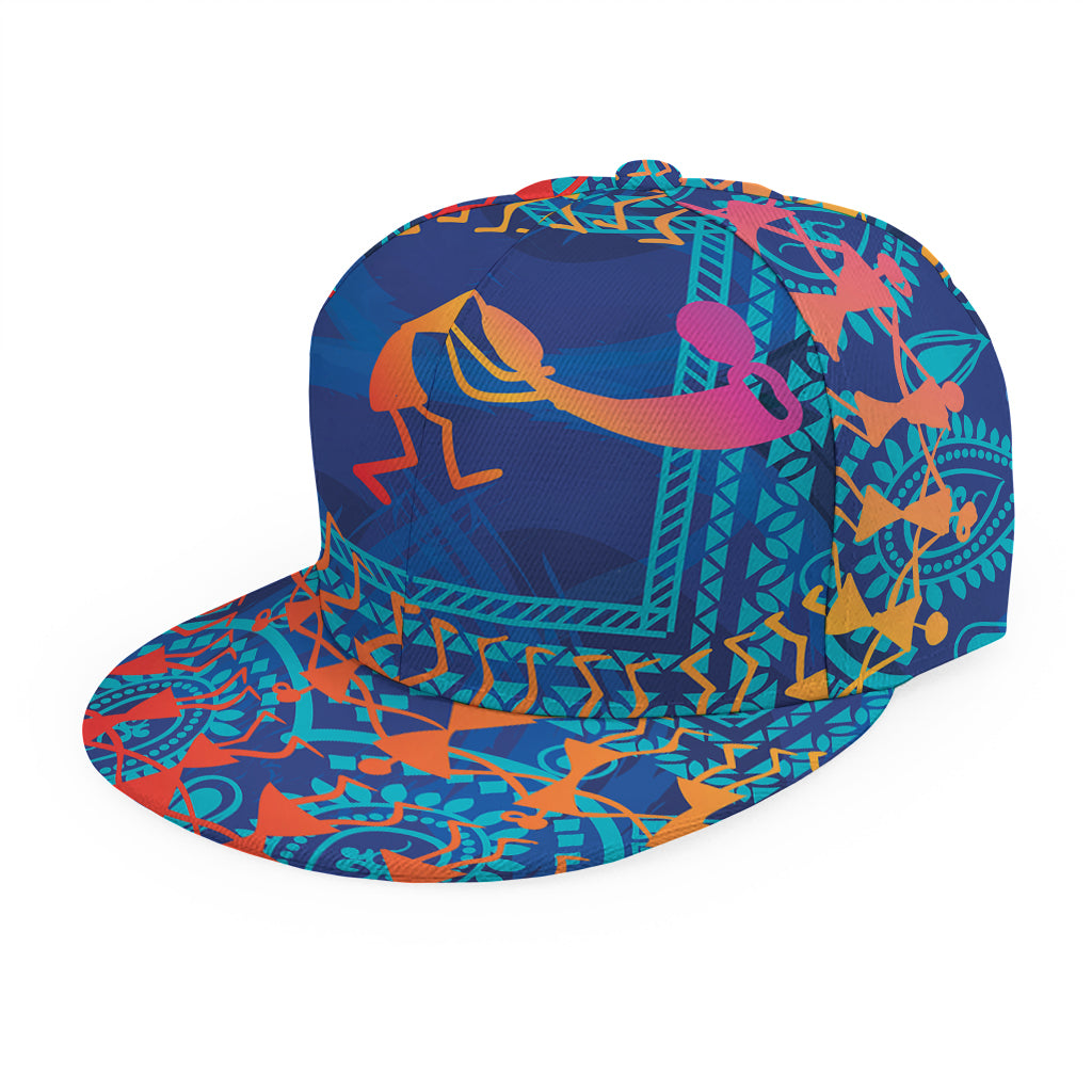 Ancient Indian Warli Tribal Print Snapback Cap