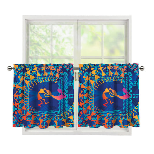 Ancient Indian Warli Tribal Print Tier Curtains