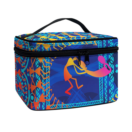 Ancient Indian Warli Tribal Print Travel Makeup Bag