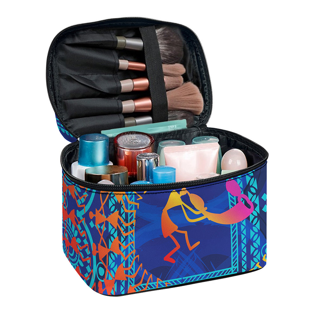 Ancient Indian Warli Tribal Print Travel Makeup Bag