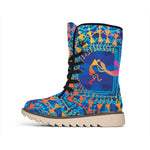 Ancient Indian Warli Tribal Print Winter Boots