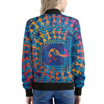 Ancient Indian Warli Tribal Print Women's Bomber Jacket